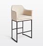 Open Box: Virgil Counter Stool - Linen Blend Ivory, Black Metal Base