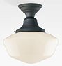 Rose City 6" Fitter Semi-Flush Mount, Oil-Rubbed Bronze - Opal Classic Schoolhouse Shade