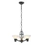 Vintage Art Deco 3-Light Chandelier with etched Cup Shades
