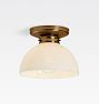 Foster 2-1/4" Fitter Flush Mount, Heritage Brass - Shade dome 8in diameter 2 1/4in fitter cased white