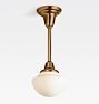 Rose City 3-1/4" Fitter Rod Pendant, Heritage Brass - 36" - Schoolhouse dome shades GLASS 3 1/4in Fitter