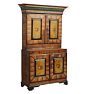Vintage Traditional 19th Century Pine Faux-Bois Painted Cupboard