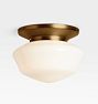 Foster 6" Fitter Flush Mount, Heritage Brass - Schoolhouse Shades 12in 6in fitter Opal