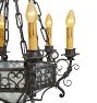 Vintage French Colonial Revival Wrought Iron and Glass 5-Light Chandelier