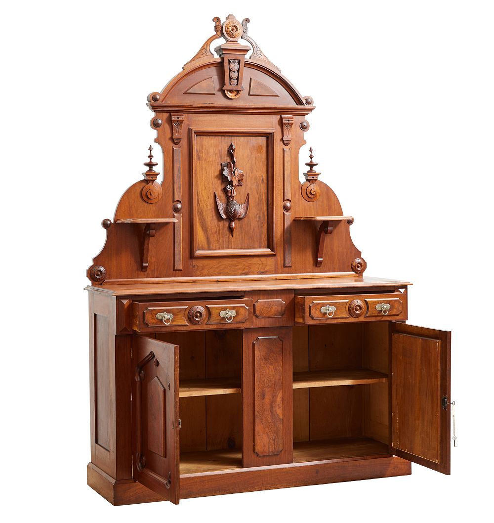 Vintage Renaissance Revival Walnut Sideboard with Carved Details by Rejuvenation