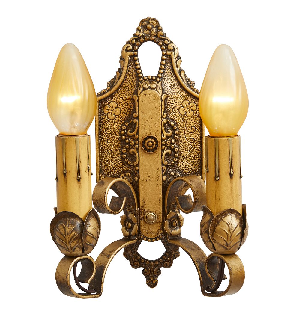Vintage Romance Revival Wall Sconce with Motifs and Beading by Rejuvenation