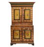 Vintage Traditional 19th Century Pine Faux-Bois Painted Cupboard