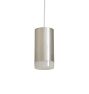 Vintage Modern Cyclindrical Chrome Pendant with Frost Glass Edge