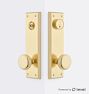 Emry Exterior Door Set, Knob - Level Bolt - Aged Brass