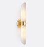Lundquist Linear Decorative Sconce, 24.2", Reeded Tube Shade, Cased White - Aged Brass