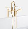 Rigdon Lever Handle Floor Mounted Tub Filler With Handshower - Aged Brass