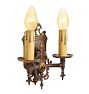 Vintage Sconce Romance Revival Double Candle Bronze