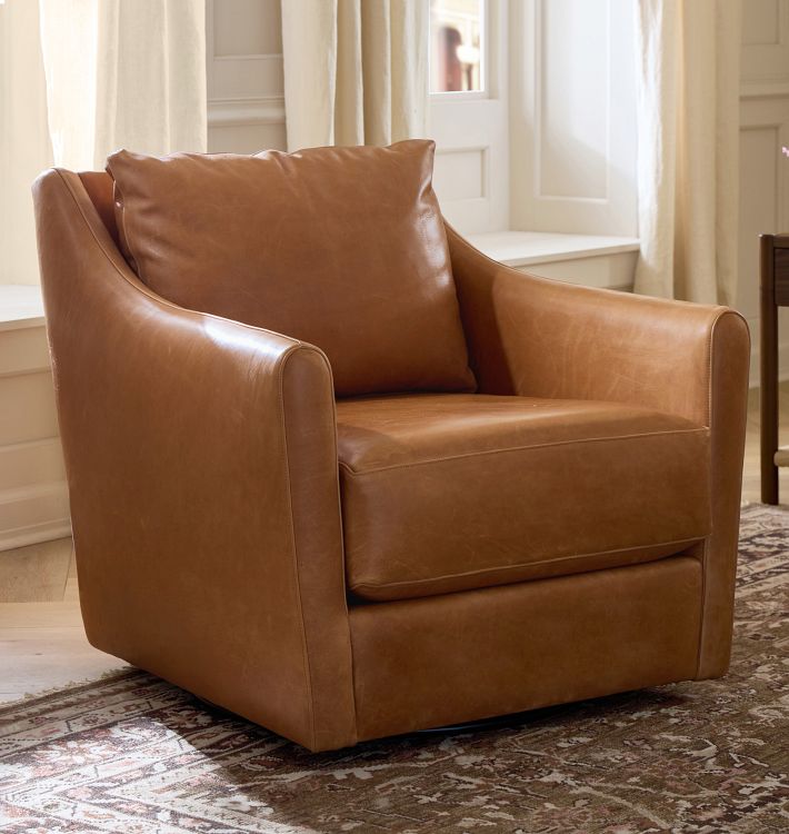 Luanna Leather Swivel Chair | Rejuvenation