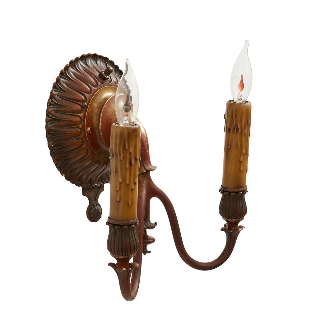 Pair of Extraordinary Red Brass Sconces Attributed to EF Caldwell by Rejuvenation