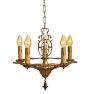 Vintage Classical Revival 5-Light Bare-Bulb Polychrome Candle Chandelier
