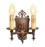 Vintage Romance Revival Bronze Double-Candle Sconce