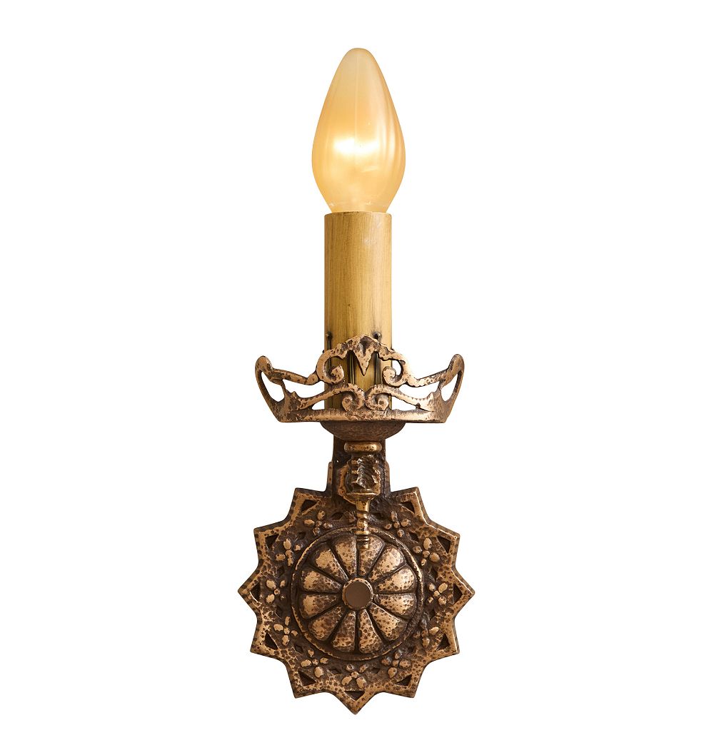 Vintage Romance Revival Candle Sconce with 13-Pointed Star Backplate by Rejuvenation