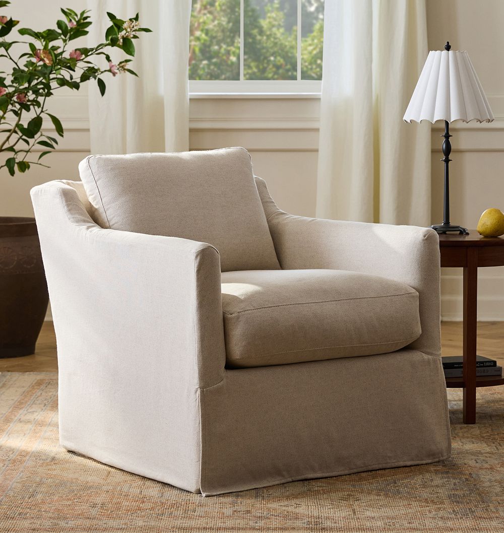 Monet Slipcovered Swivel Chair by Rejuvenation