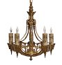 Vintage Art Deco 5-Light Bare-Bulb Candle Chandelier