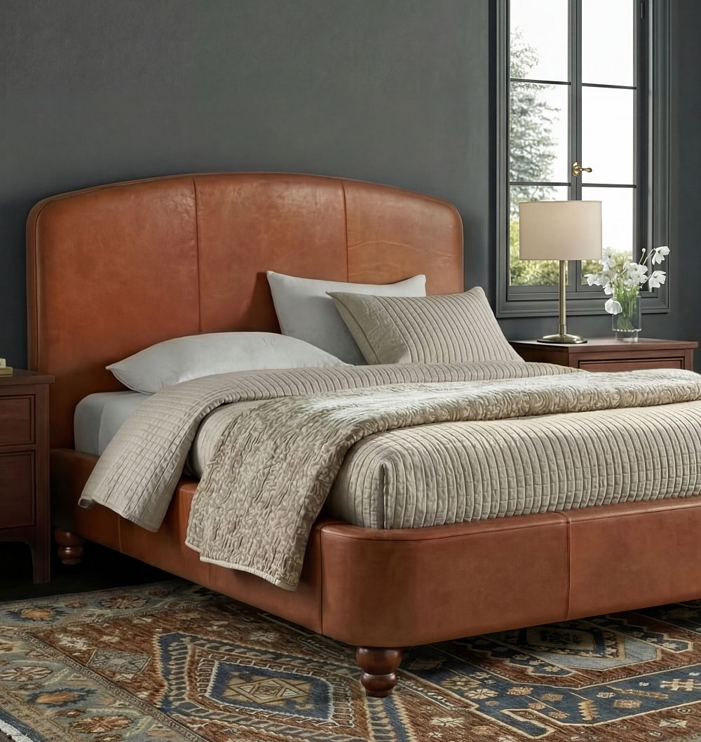 Valroe Leather Bed by Rejuvenation