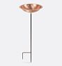 Hammered Copper Birdbath with Perching Rim, Garden Stake