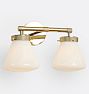 Trask 3-1/4" Fitter Double Sconce, Unlacquered Brass - Opal Shade