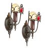 Vintage Romance Revival Red Gem Sconces Set of 2