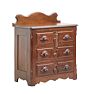 Vintage Victorian Petite Walnut Carved Dresser with Backsplash and 3 Drawers
