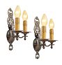 Vintage Classical Revival Cast Bronze Double Sconces Set of 2