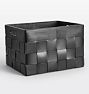 Open Box: Woven Leather Rectangle Basket (16.5"L x 13.5"W) - Black