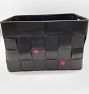 Open Box: Woven Leather Rectangle Basket (16.5"L x 13.5"W) - Black