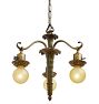 Vintage Art Deco 3 Light Chandelier with Botanical Motif