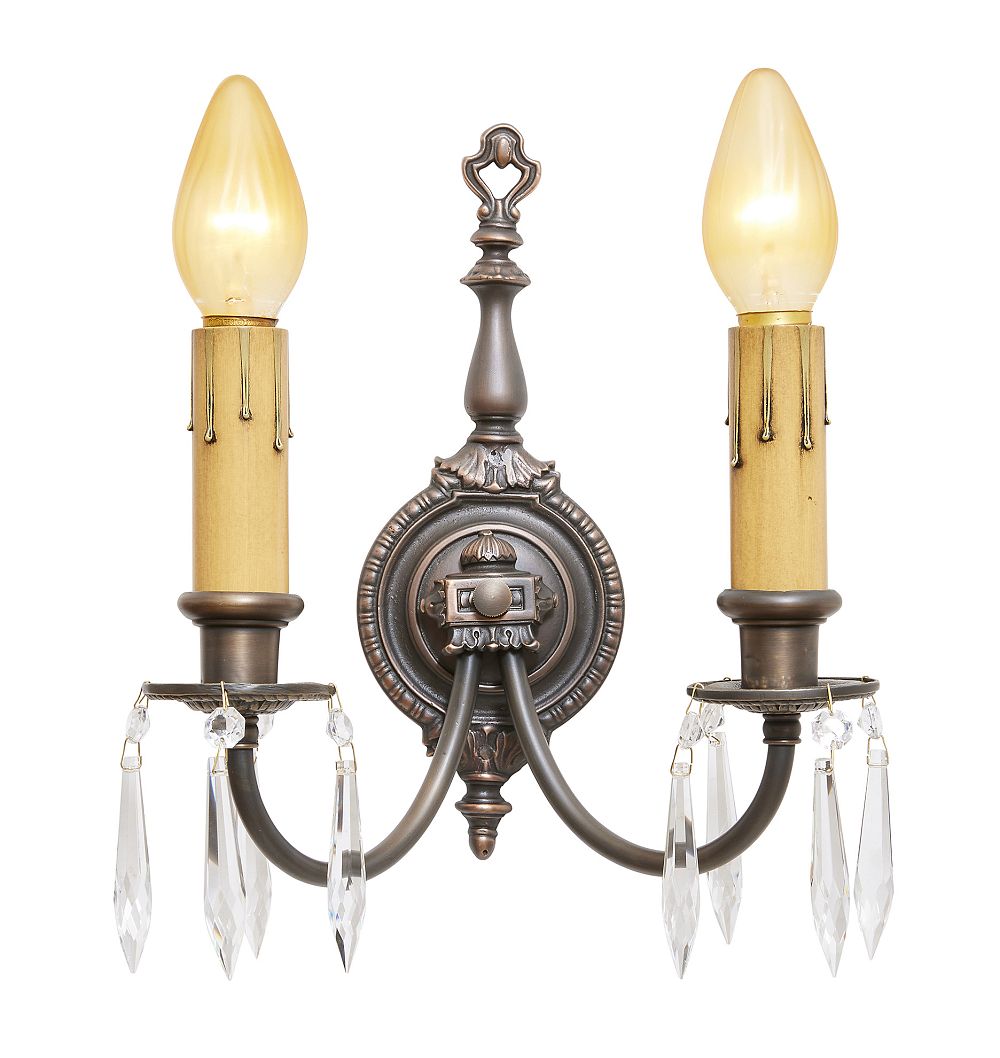 Vintage Colonial Revival Double Sconce with Shield Backplate Set of 2 by Rejuvenation