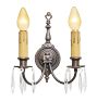 Vintage Colonial Revival Double Sconce with Shield Backplate Set of 2