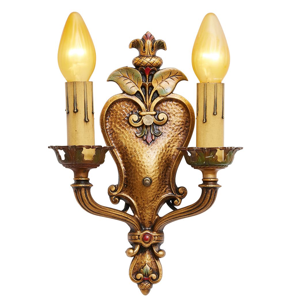 Vintage Romance Revival Botanical Motifs Double Sconces Set of 4 by Rejuvenation