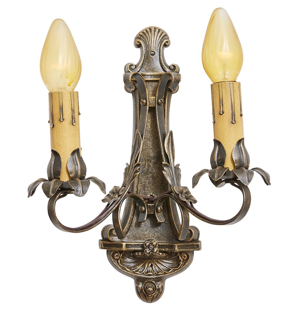 Vintage Romance Revival Floral Motif Double Light Sconce by Rejuvenation