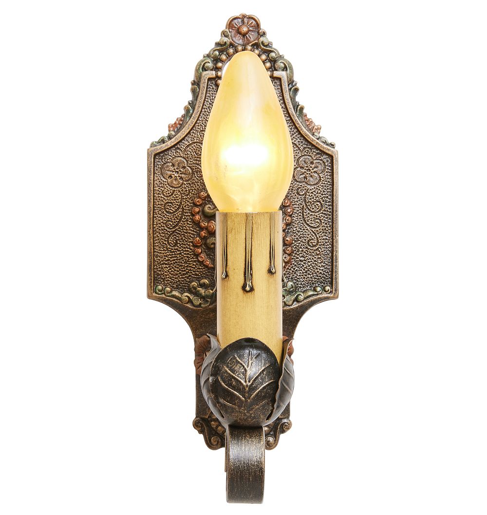 Vintage Romance Revival Floral Motif Painted Sconce by Rejuvenation