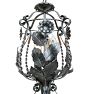 Vintage Romance Revival Ornate Wrought Iron Floral Motif 4 Light Chandelier