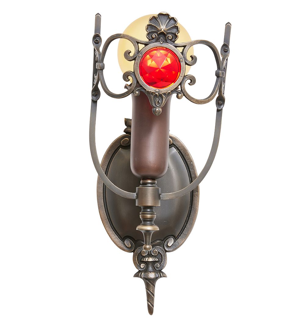 Vintage Romance Revival Red Gem Sconces Set of 2 by Rejuvenation
