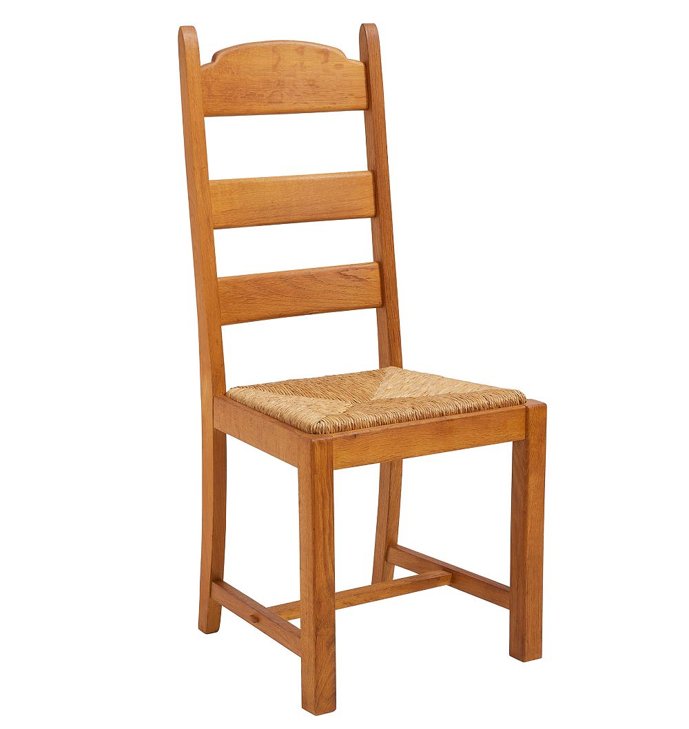Vintage Traditional Ladderback Oak and Rush Dining Chairs Set of 6 by Rejuvenation