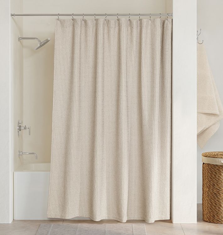 Dobby Woven Dot Shower Curtain - Rosewood