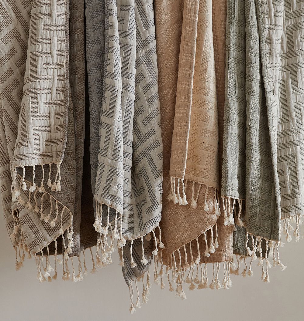 Jacquard Reversible Organic Cotton Throw by Rejuvenation