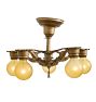 Vintage Classical Revival 5-Light Bare-Bulb Chandelier with Yellow Shades