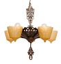 Vintage Art Deco 5-Light Chandelier with Slipper Shades