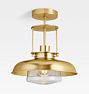 Ormandy 12" Semi-Flush Mount, Aged Brass - Clear Drum Shade