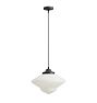 Vintage Mid-Century Modern Pendant with Original 16" Opalescent Glass Schoolhouse Shade