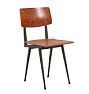 Vintage Midcentury Modern Steel Chair with Wood Seat