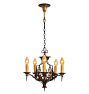 Vintage Spanish Revival 5 Light Chandelier with Original Handpainted Shields