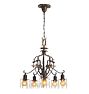 Vintage Classical Revival Chandelier 5 Arm Bare Bulb in Mixed Finish with Decorative Crystals