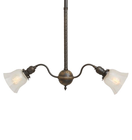 Incredible Vintage Victorian 2 Arm Chandelier with Raised Swag Motif on Bodt and Acid Etched Shades by Rejuvenation